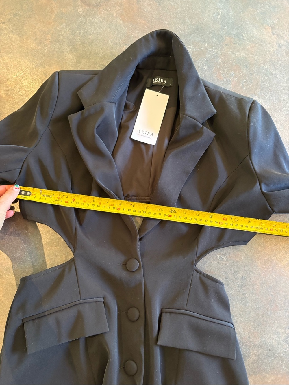 AKIRA Black Tailored Mini Blazer Dress with Covered Buttons Large - Picture 9 of 9
